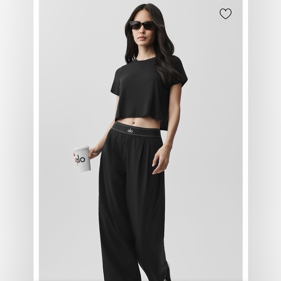 ALO Yoga Pants - ALO Yoga Black Wide-Leg Lounge Pants